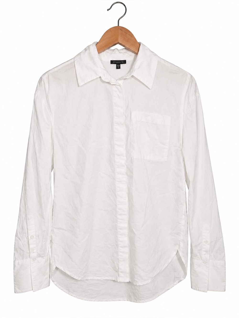 Dynamite White Button-Up Top with Adjustable Waist Tie | XXS/XS